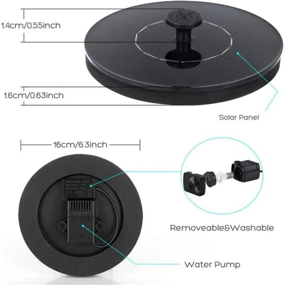 Solar Bird Bath Fountain Pump, Upgrade 1.4W Solar Fountain with 4 Nozzle